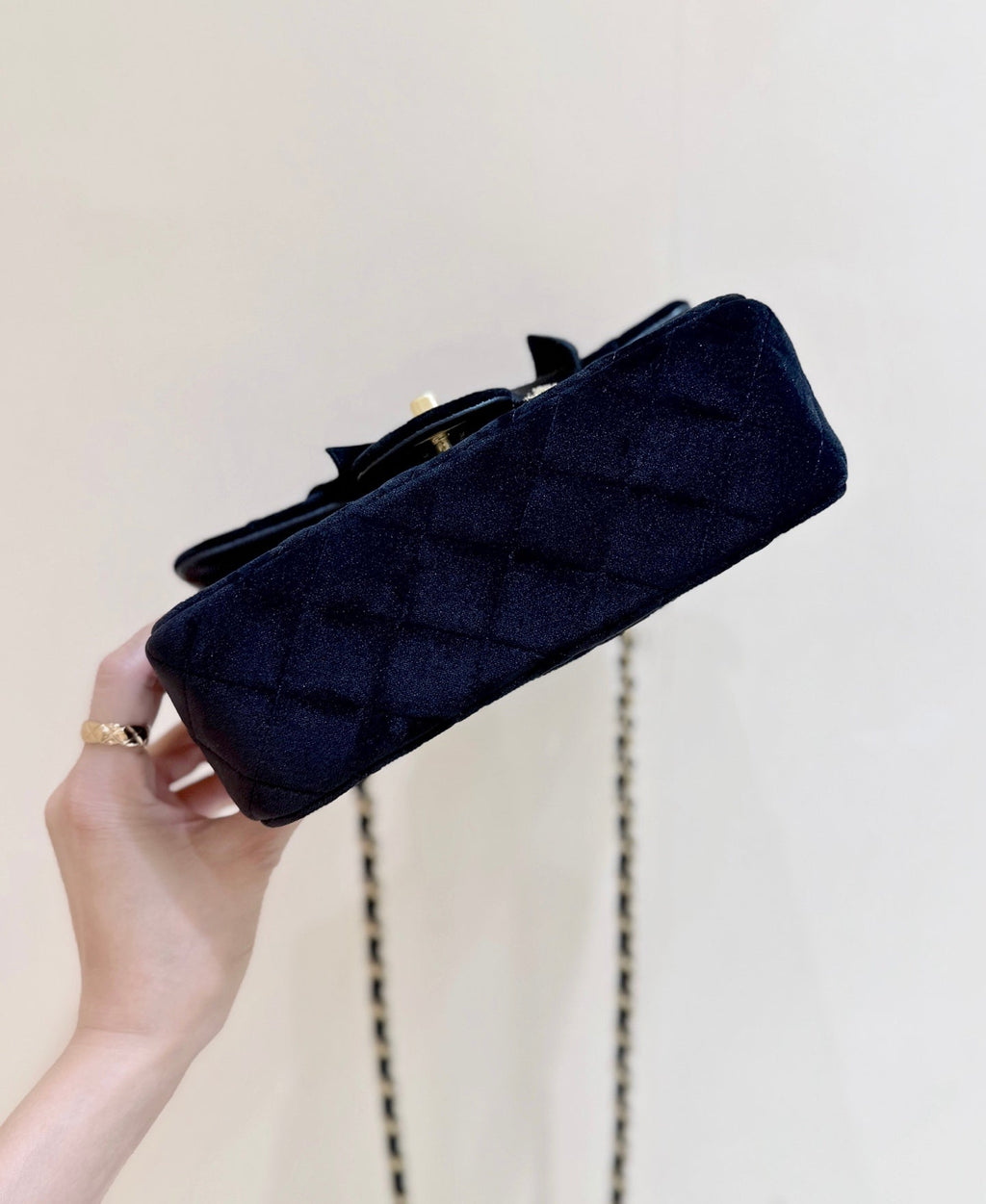 Chanel 2025 Flap Bag With Bow cm Black Velvet 345991