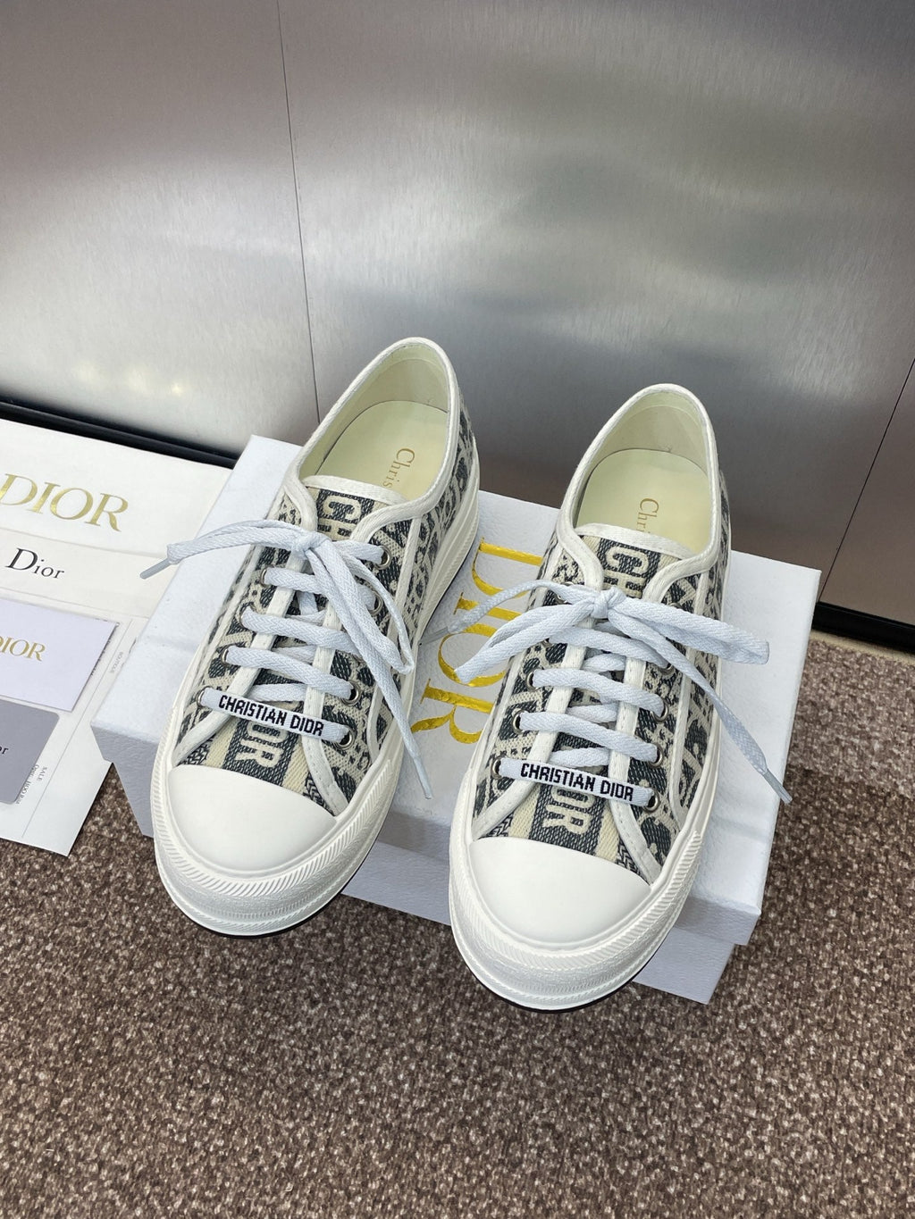 CD Walk'n Dior Denim D Jacquard Fabric Cowhide 551452