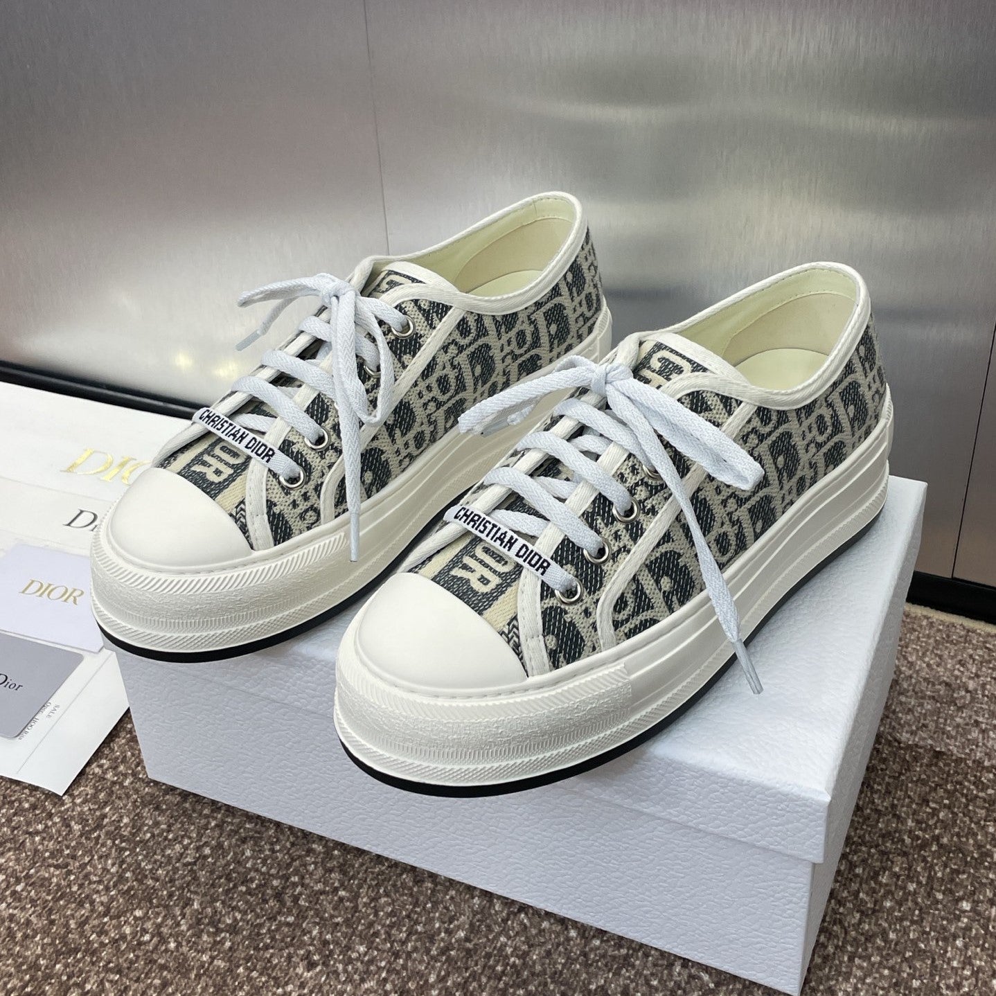 CD Walk'n Dior Denim D Jacquard Fabric Cowhide 551452