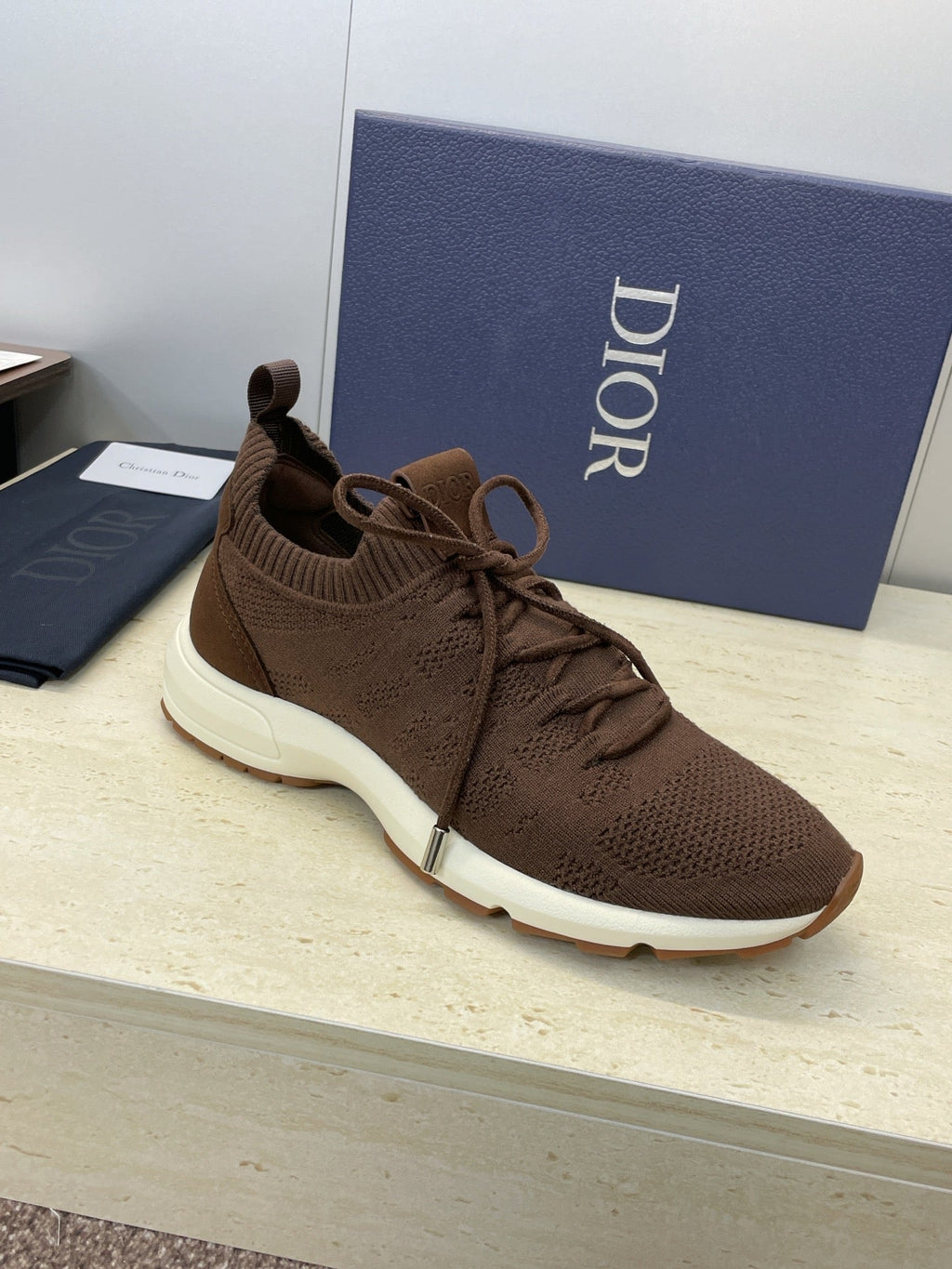 CD B80 Lounge Sneaker Brown Cannage Cashmere Wool 551440