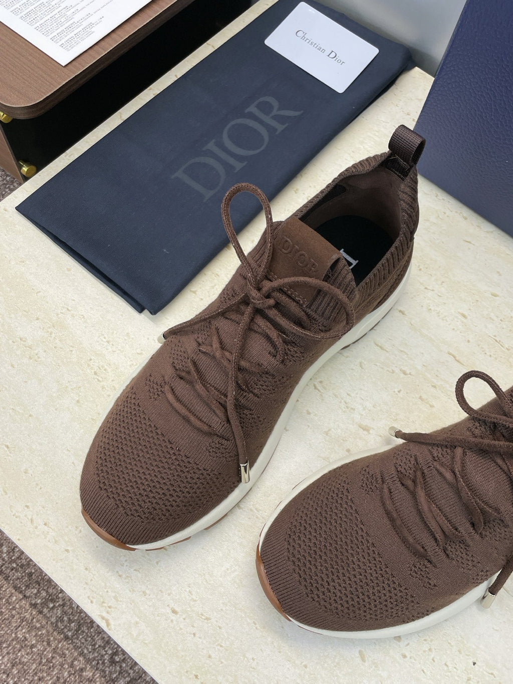 CD B80 Lounge Sneaker Brown Cannage Cashmere Wool 551440