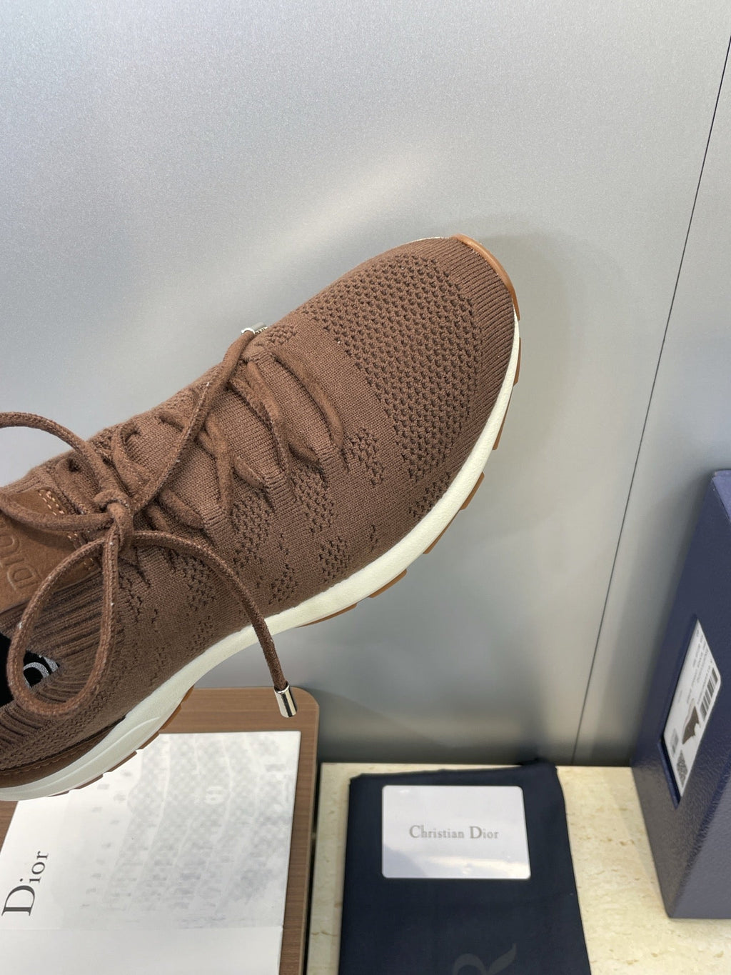 CD B80 Lounge Sneaker Brown Cannage Cashmere Wool 551440