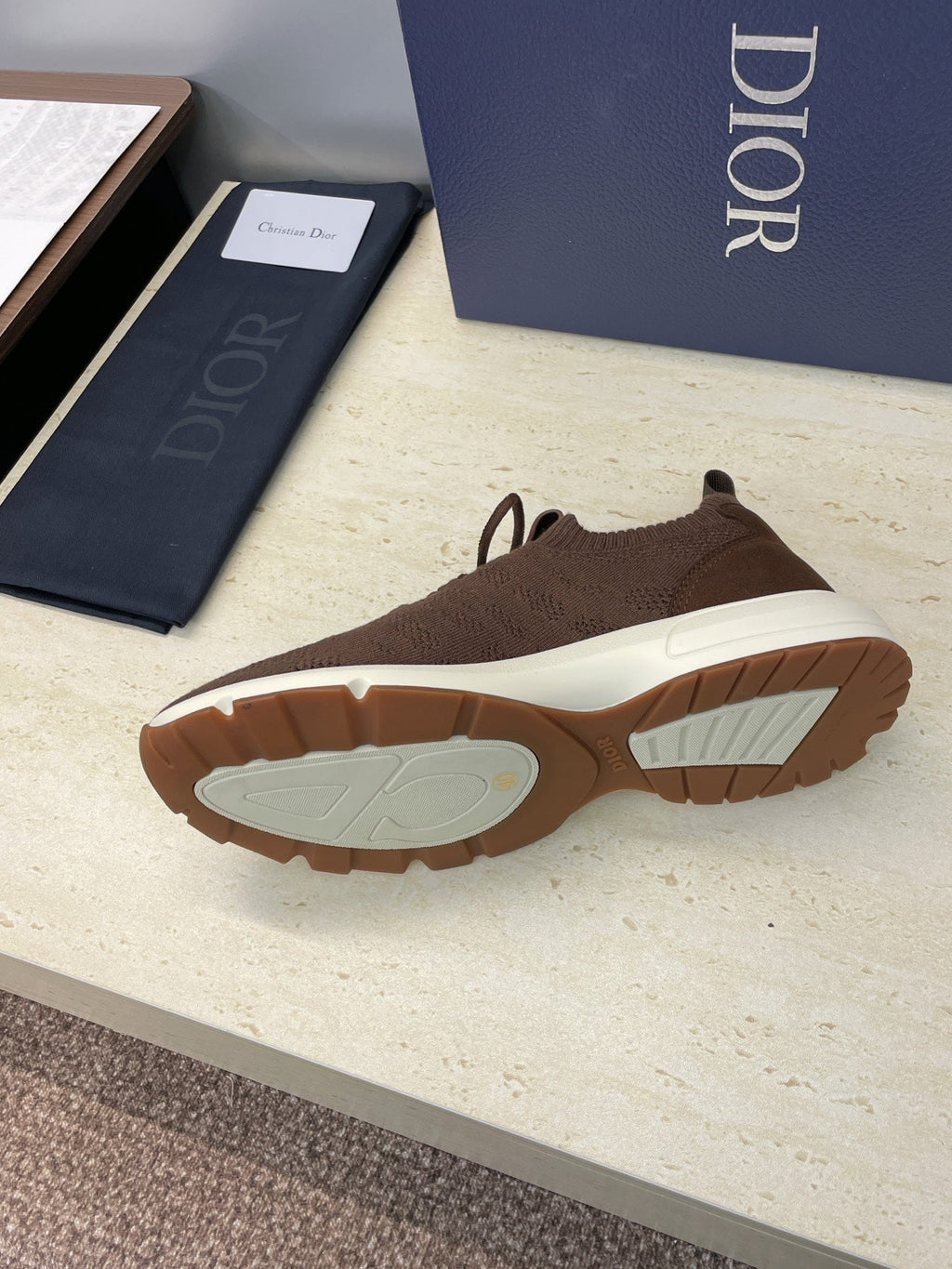 CD B80 Lounge Sneaker Brown Cannage Cashmere Wool 551440