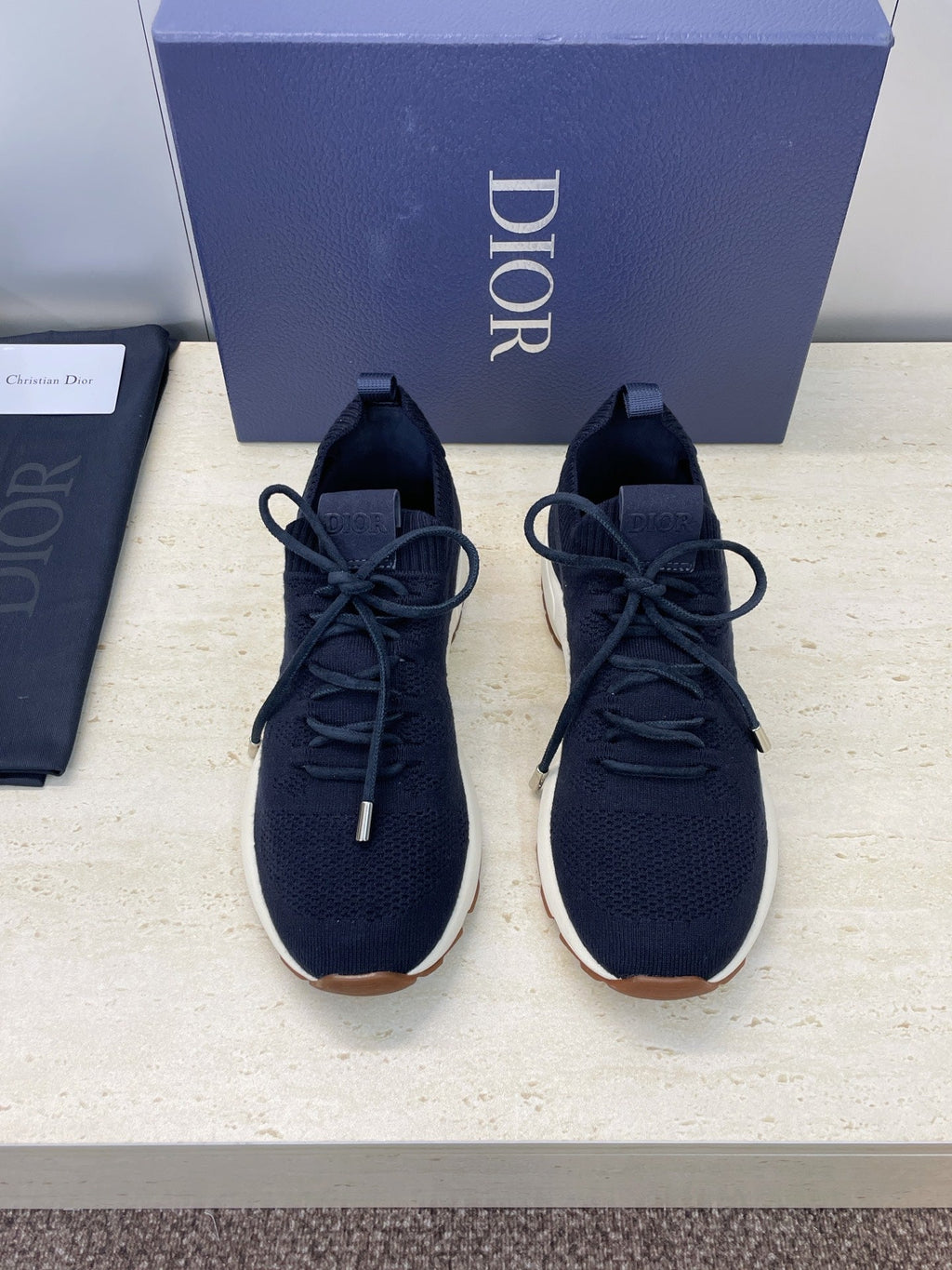 CD B80 Lounge Sneaker Dark Navy Blue Cannage Cashmere Wool 551441