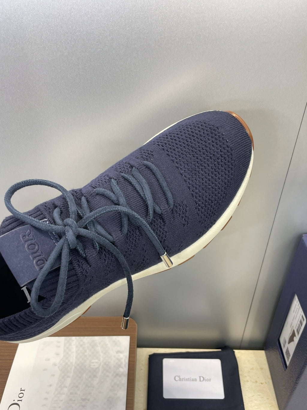 CD B80 Lounge Sneaker Dark Navy Blue Cannage Cashmere Wool 551441