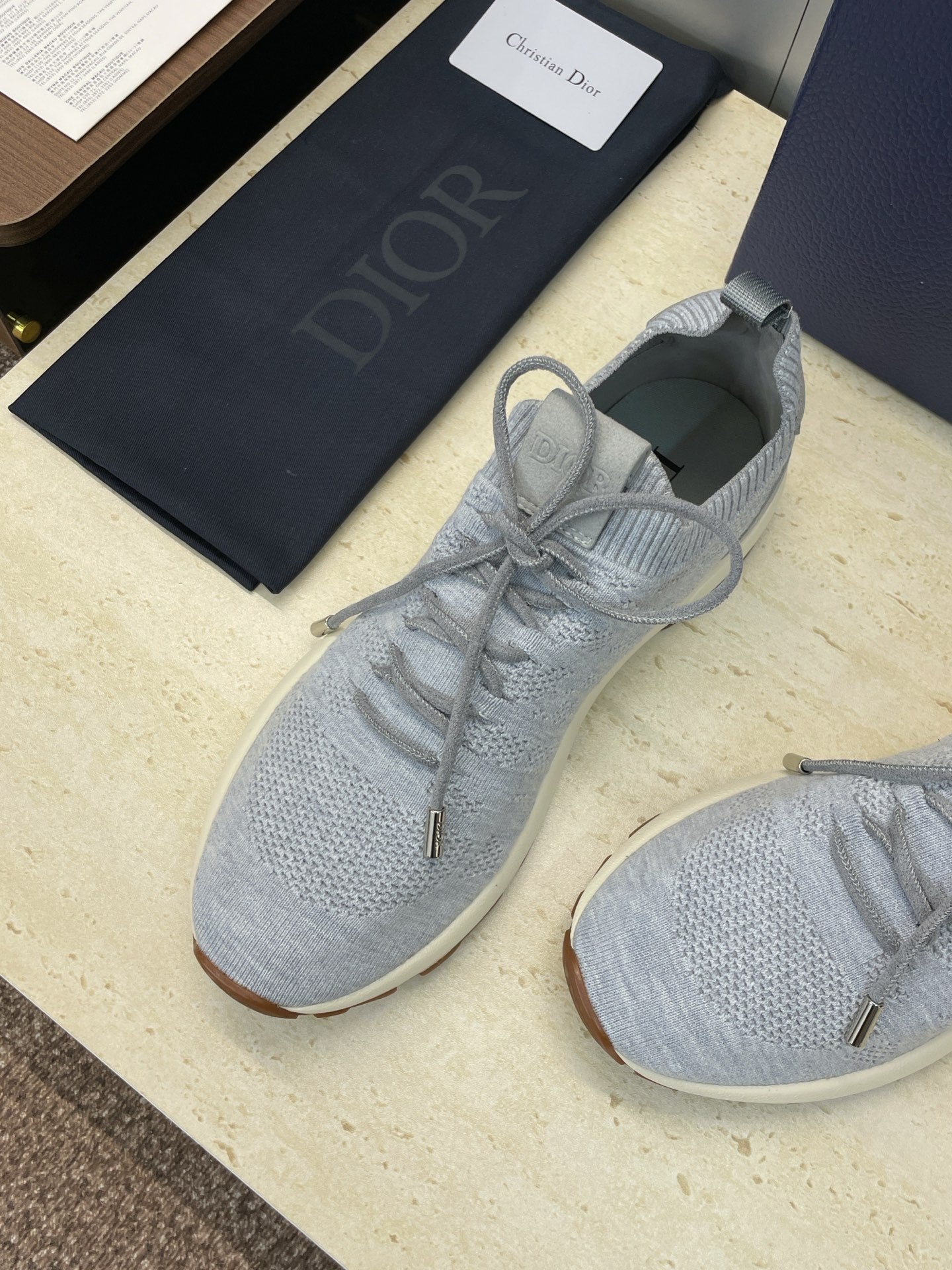 CD B80 Lounge Sneaker Gray Cannage Cashmere Wool 551443