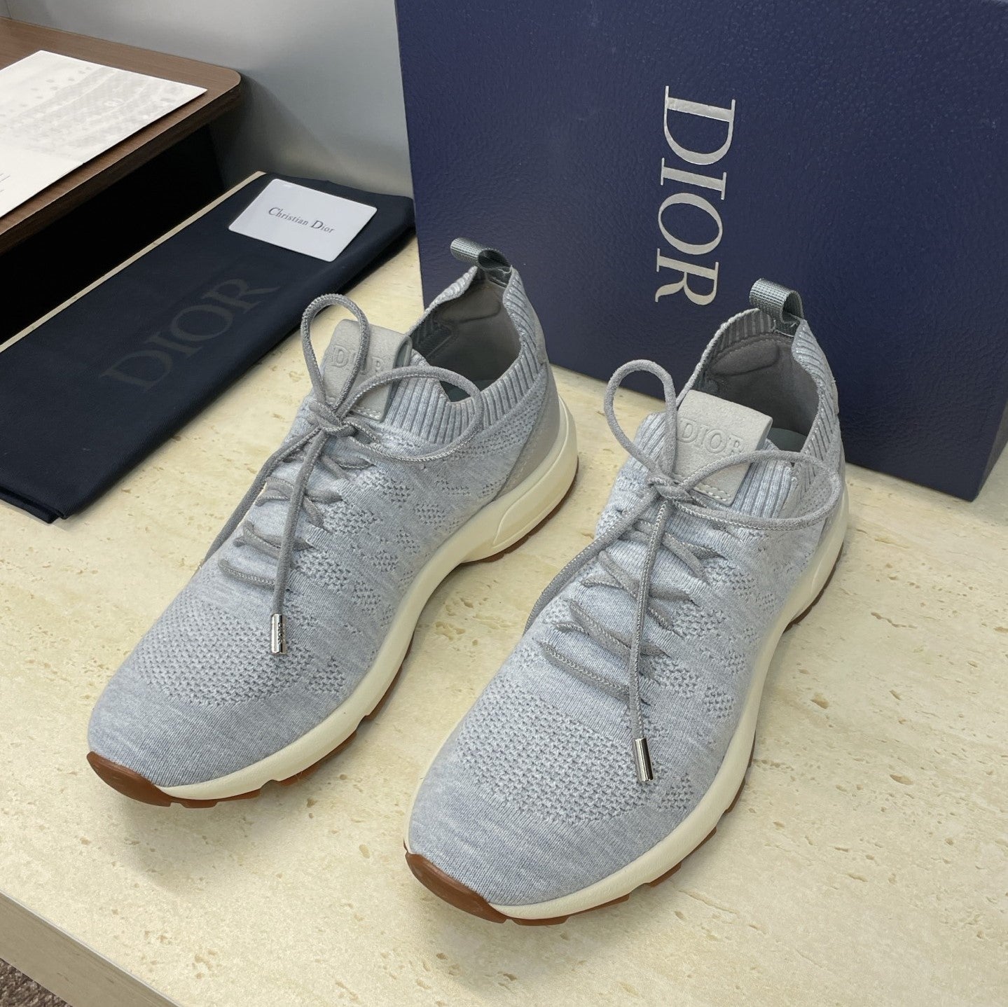 CD B80 Lounge Sneaker Gray Cannage Cashmere Wool 551443