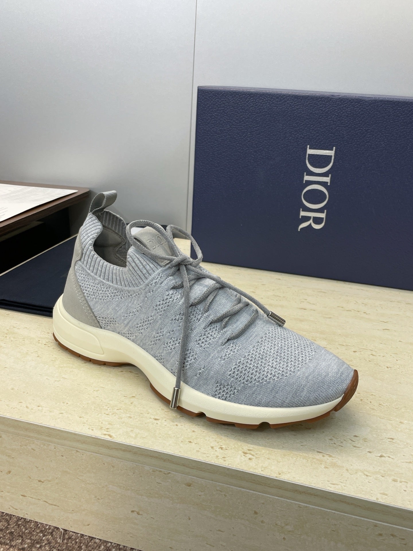 CD B80 Lounge Sneaker Gray Cannage Cashmere Wool 551443