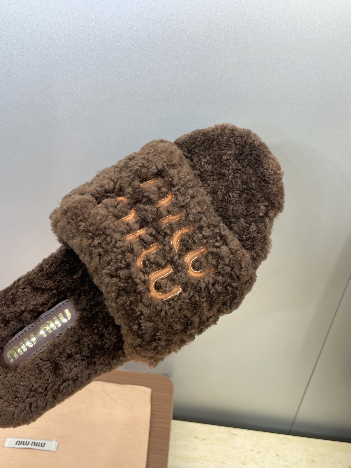 Miumiu 25 Slipper Dark Brown Wool 551699