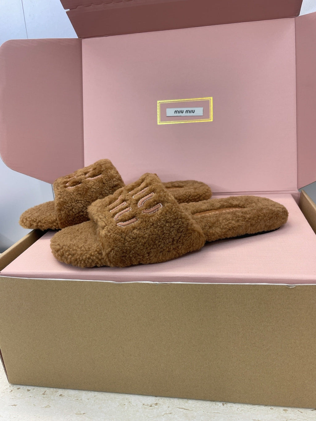 Miumiu 25 Slipper Brown Wool 551703