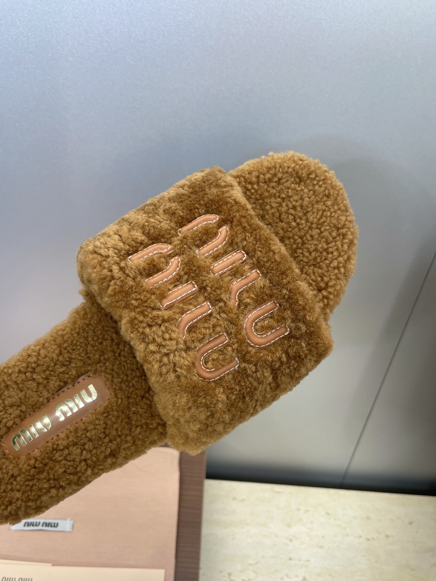Miumiu 25 Slipper Brown Wool 551703