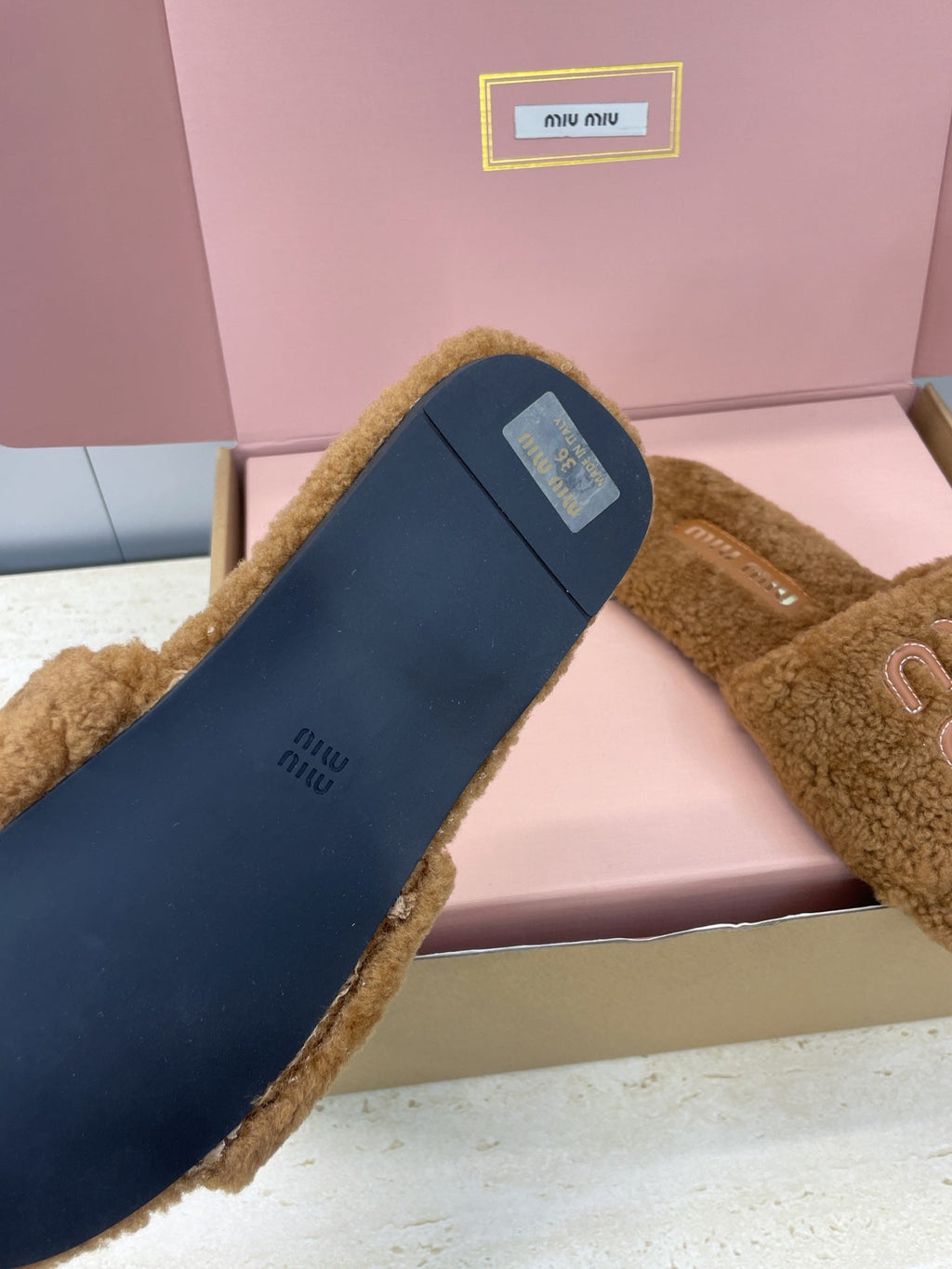 Miumiu 25 Slipper Brown Wool 551703