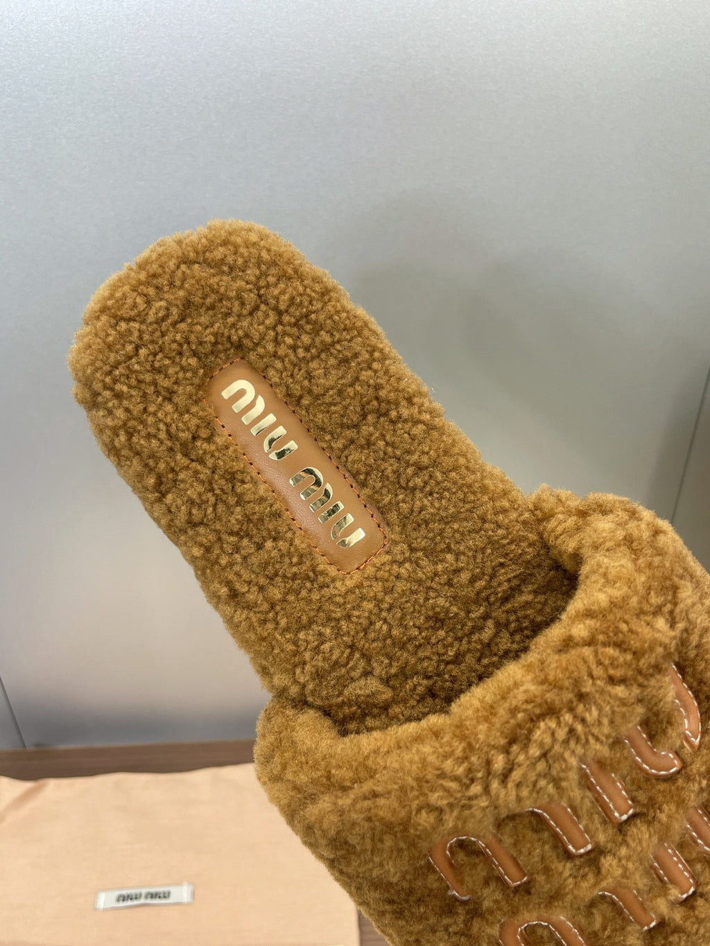 Miumiu 25 Slipper Brown Wool 551703