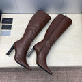 YSL Lily Long Boots 105mm Dark Cocoa Cowhide 551935