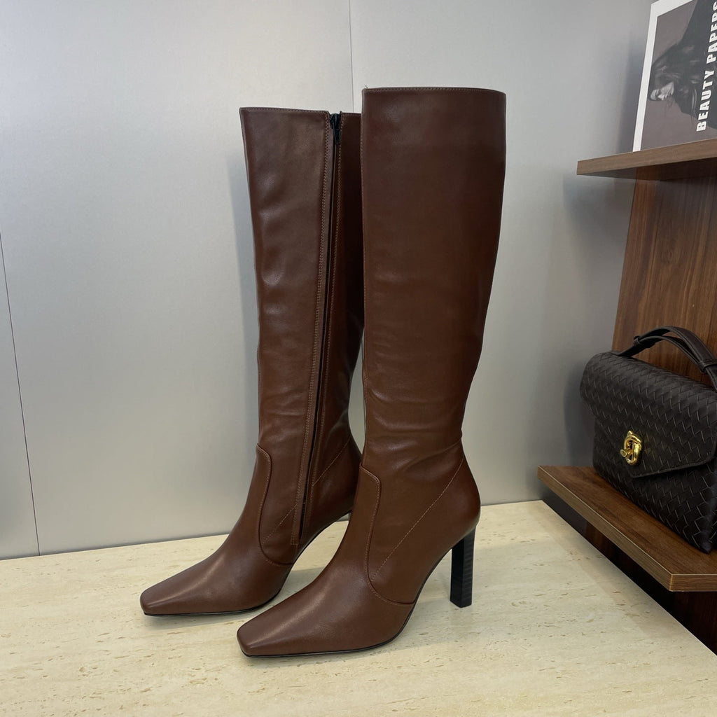 YSL Lily Long Boots 105mm Dark Cocoa Cowhide 551935