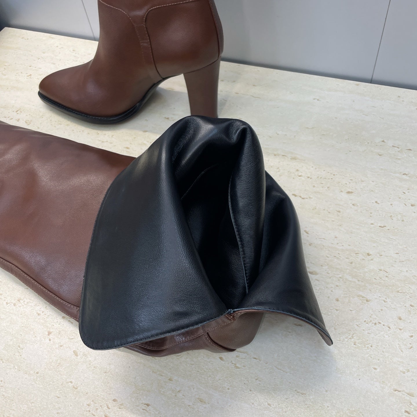 YSL Julia Long Boots 90mm Dark Cocoa Cowhide 551936