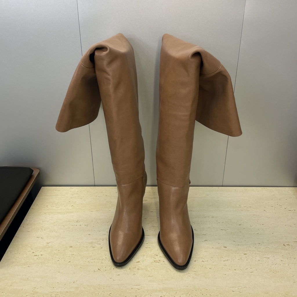 YSL Julia Long Boots 90mm Brown Cowhide 551937