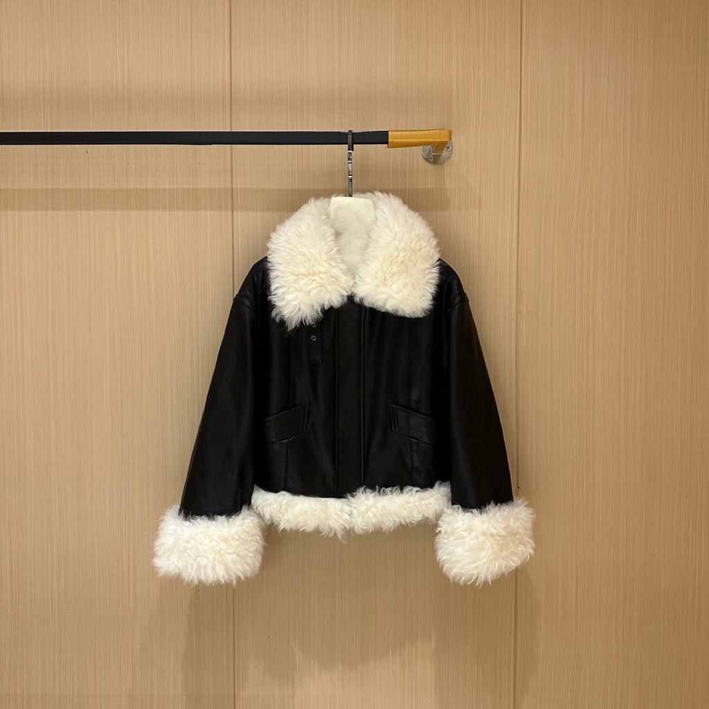 Miumiu 2025 Jacket Black White Wool Lambskin