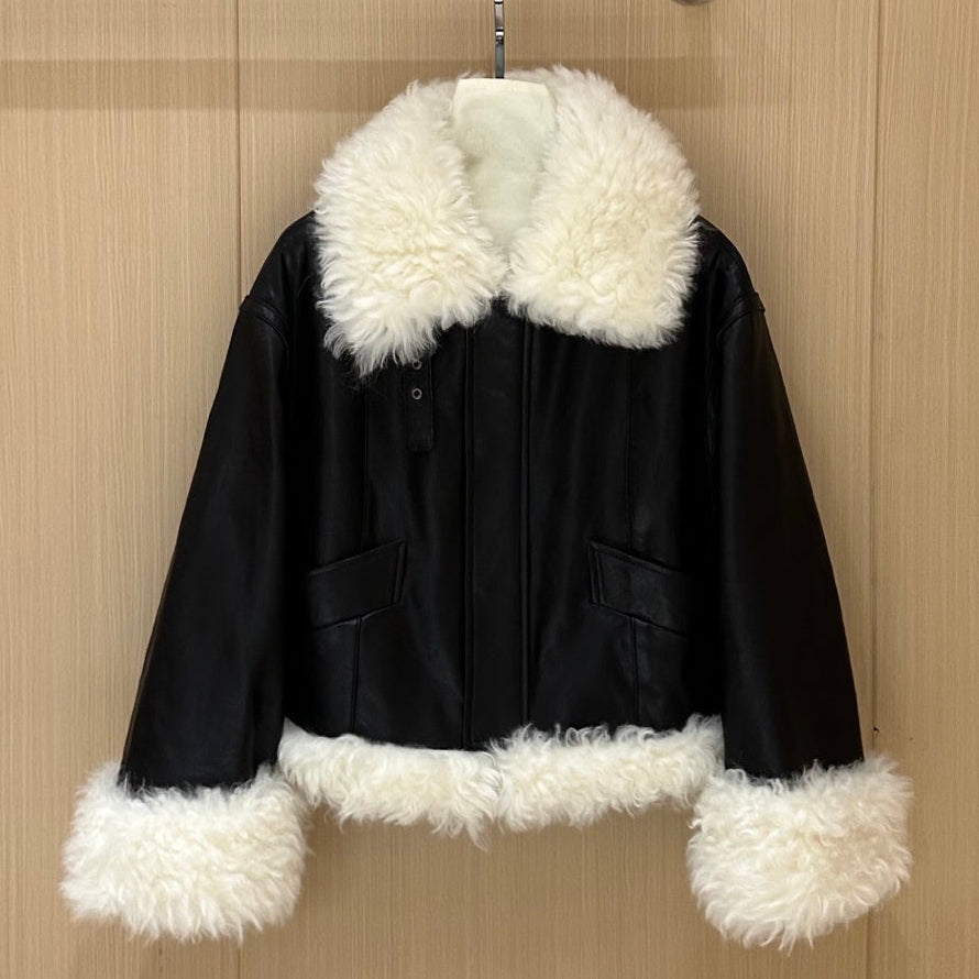 Miumiu 2025 Jacket Black White Wool Lambskin