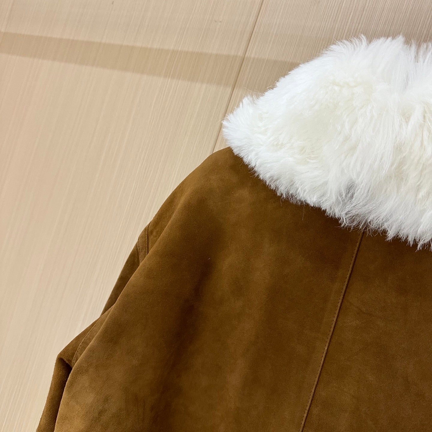 Miumiu 2025 Jacket Camel mix White Suede Wool