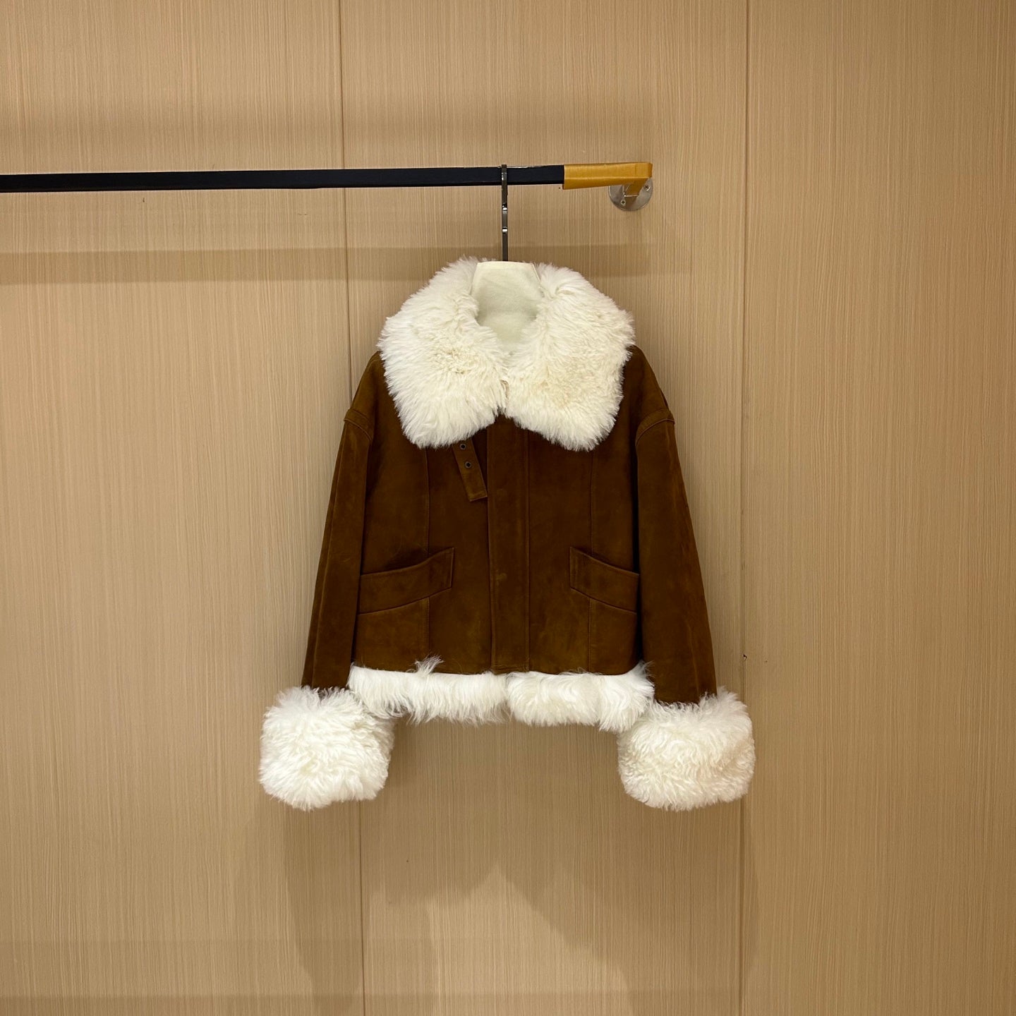 Miumiu 2025 Jacket Camel mix White Suede Wool
