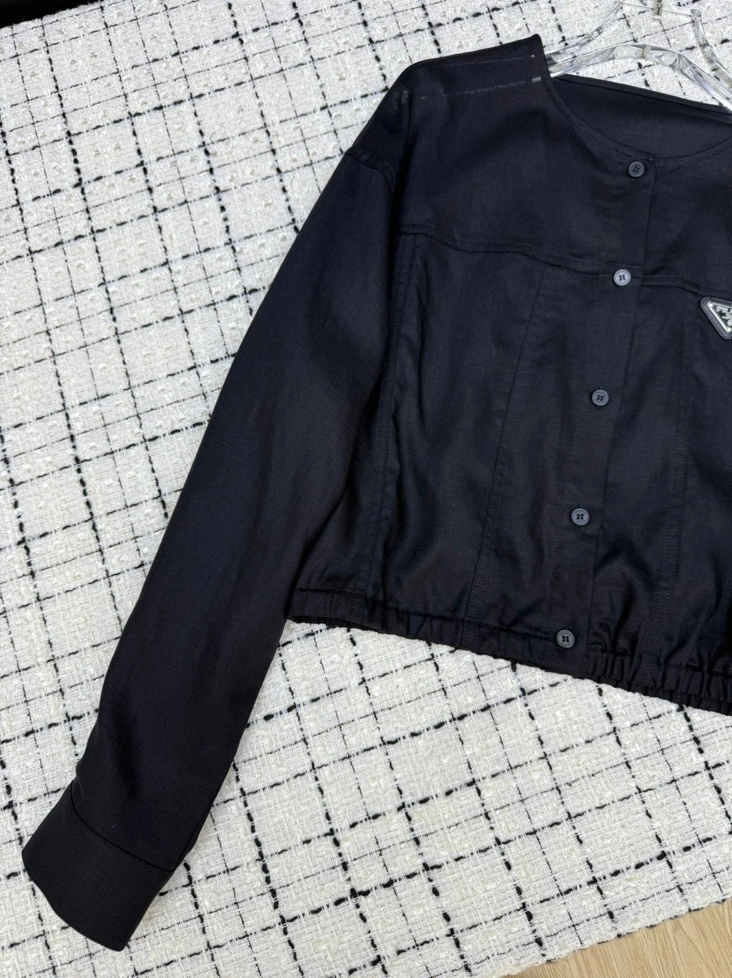 PRADA 25S LIGHTWEIGHT ROUND-NECK LINEN JACKET 368