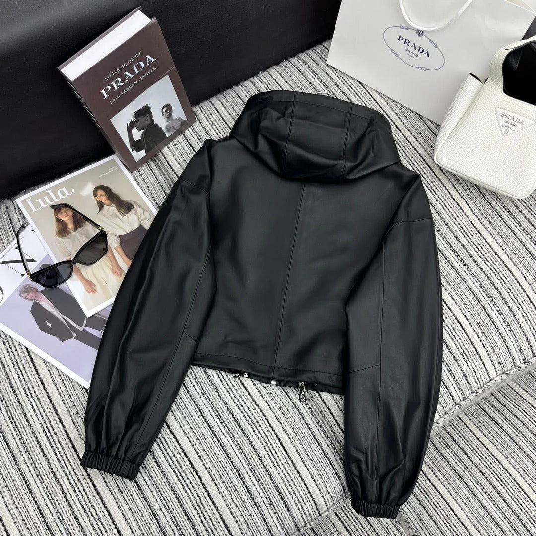 PRADA 25S SHEARLING HOODED JACKET 336