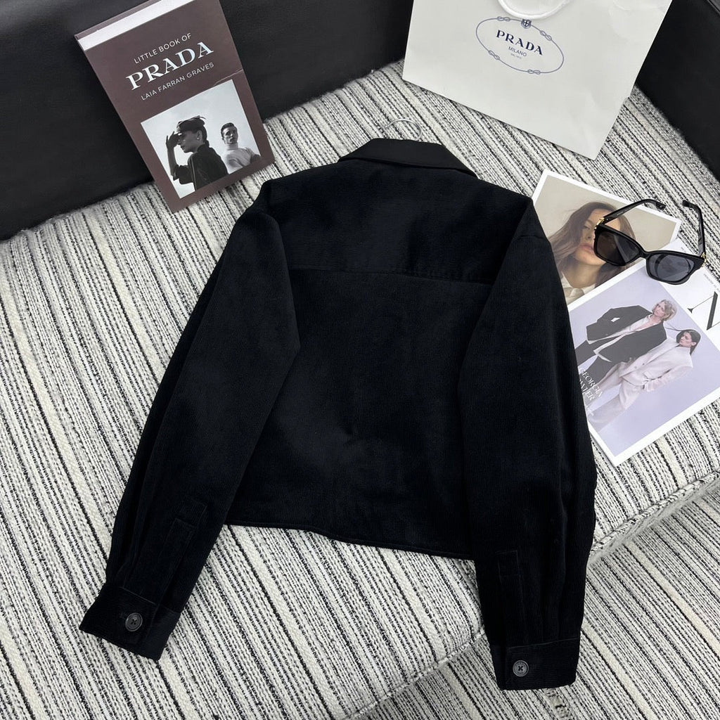 PRADA 25S VELVET-COLLAR SHIRT JACKET 337