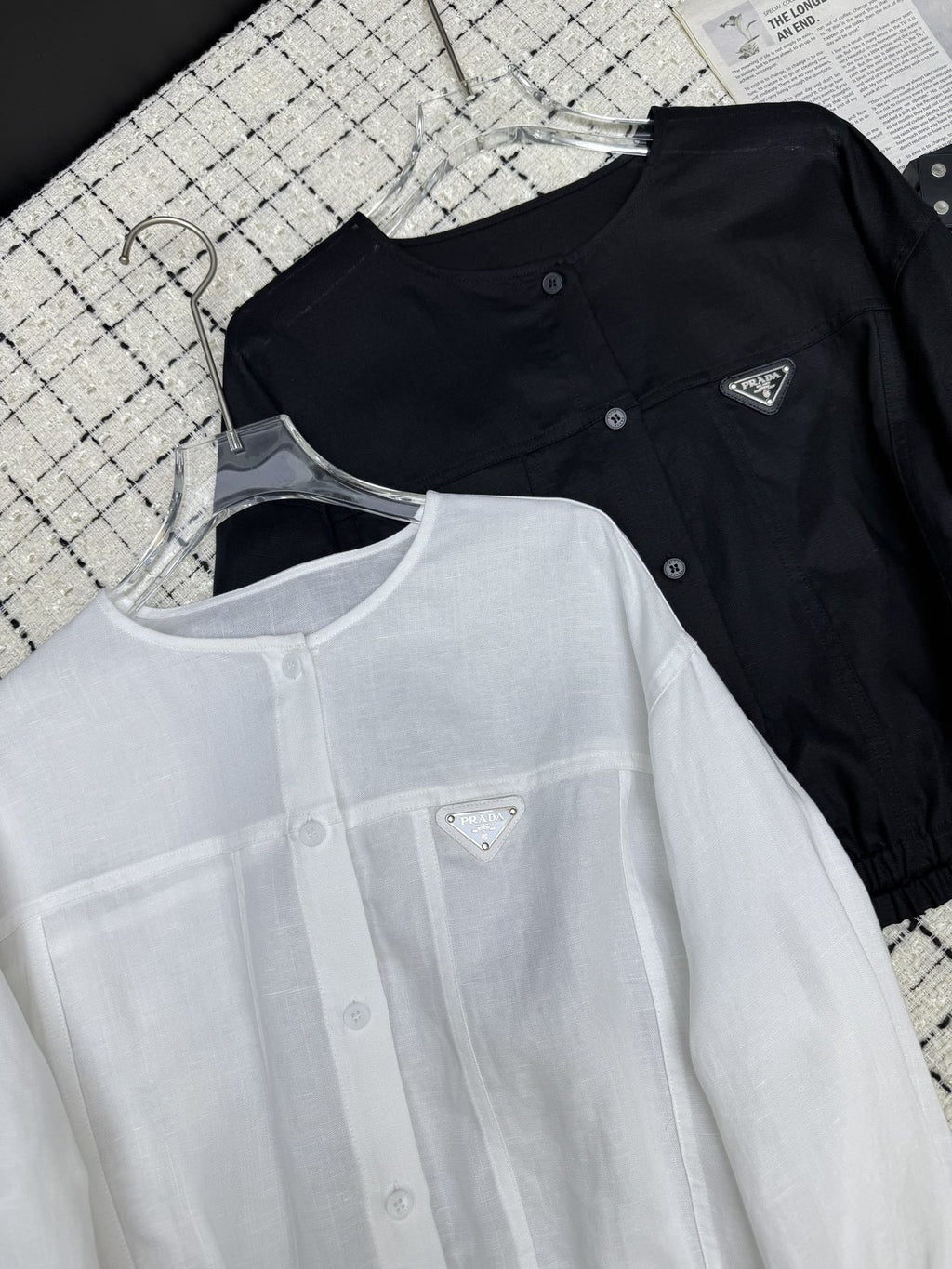 PRADA 25S LIGHTWEIGHT ROUND-NECK LINEN JACKET 368