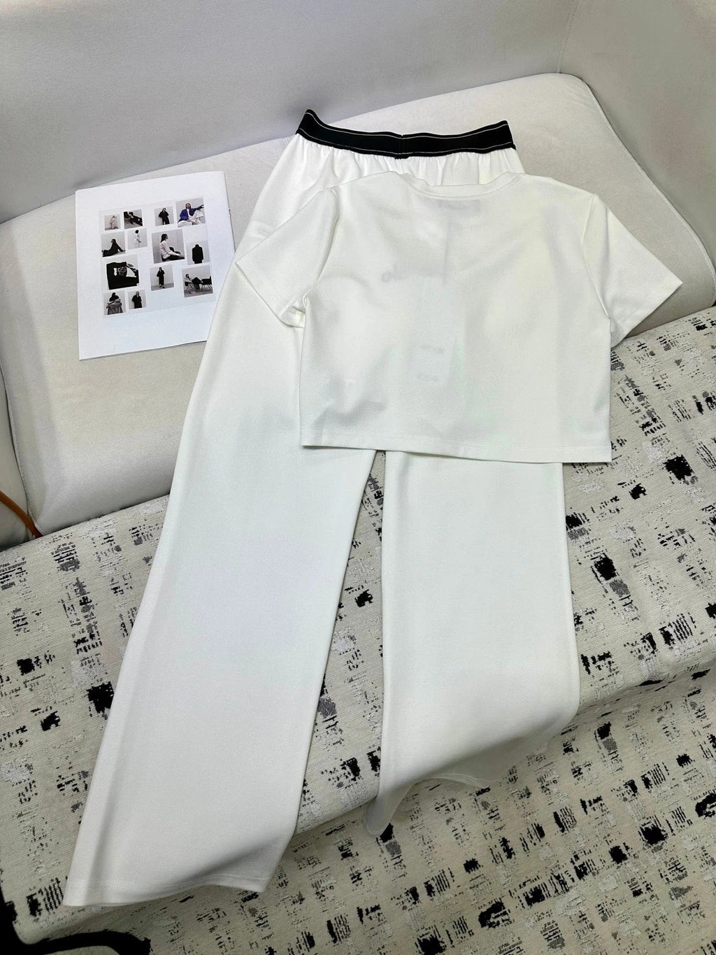 ALO T-SHIRT AND WIDE-LEG PANTS SET STYLE 160
