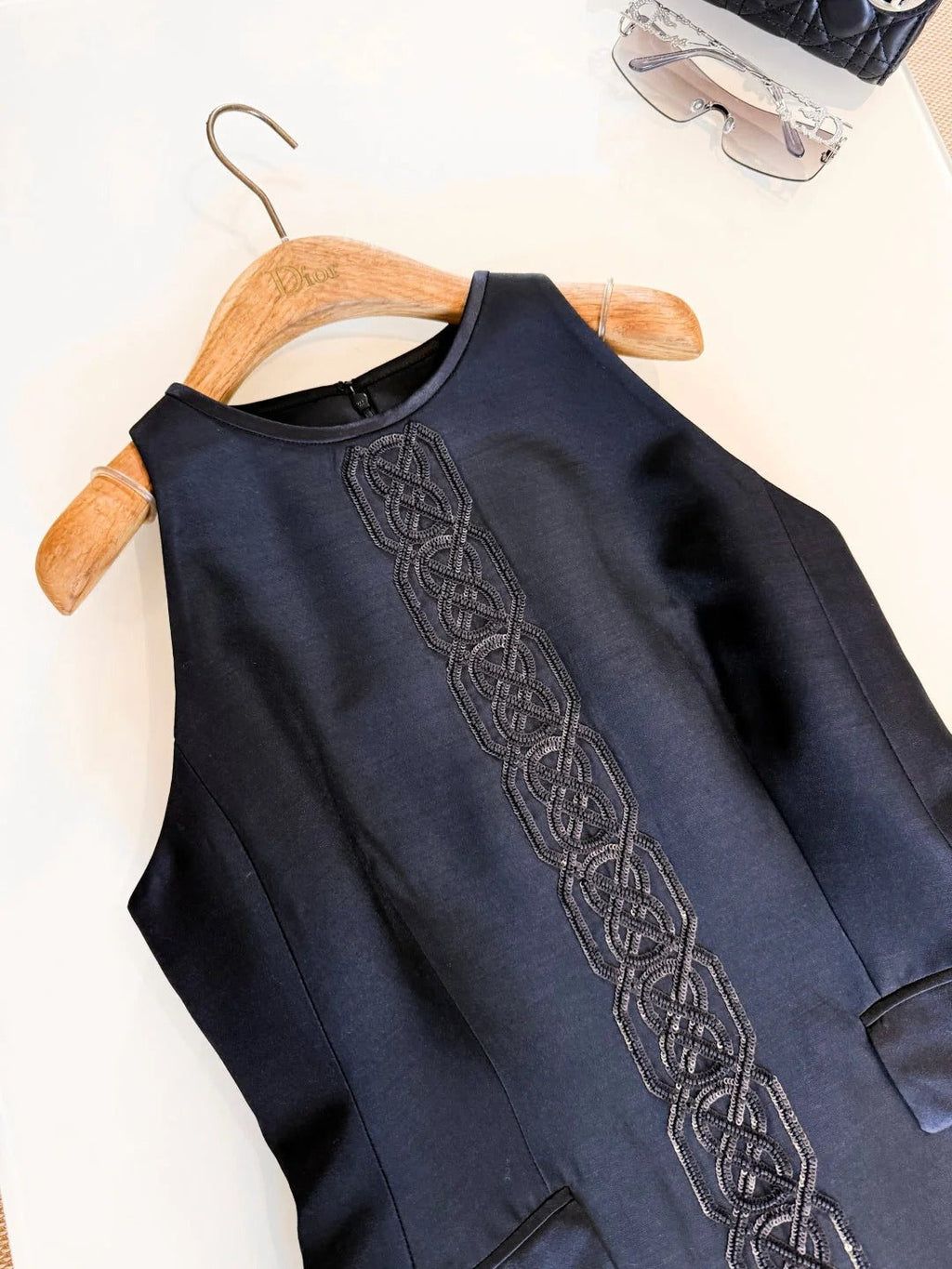 HERMES 25S SLEEVELESS EMBROIDERED SILK DRESS 318