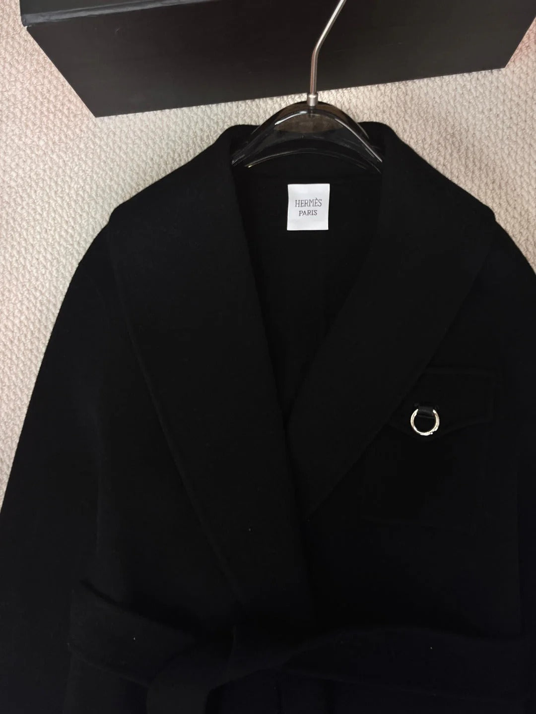 HERMES 25S LAPEL-COLLAR CASHMERE COAT 210