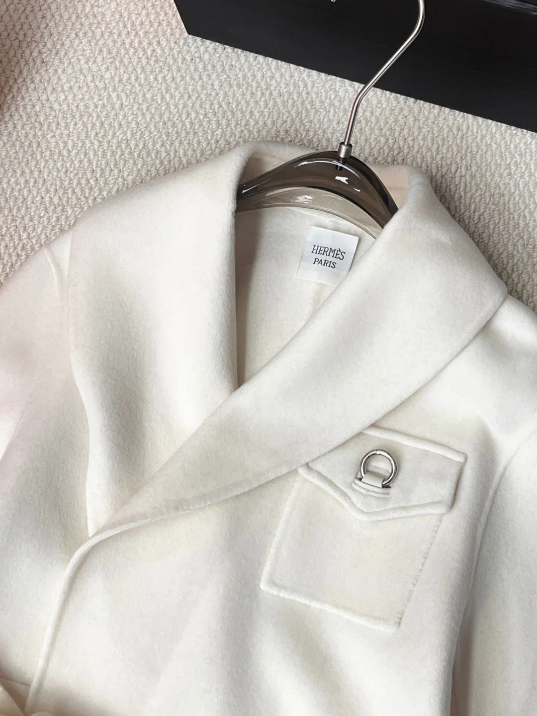 HERMES 25S LAPEL-COLLAR CASHMERE COAT 209