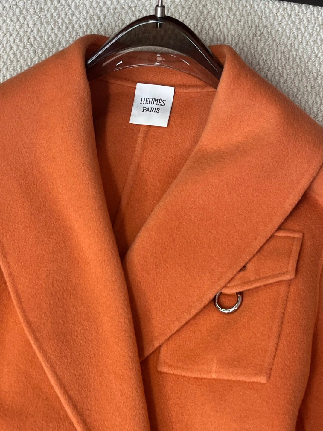 HERMES 25S LAPEL-COLLAR CASHMERE COAT 208