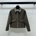 CELINE 25S PU LEATHER JACKET WITH LAPEL TRIM 0032