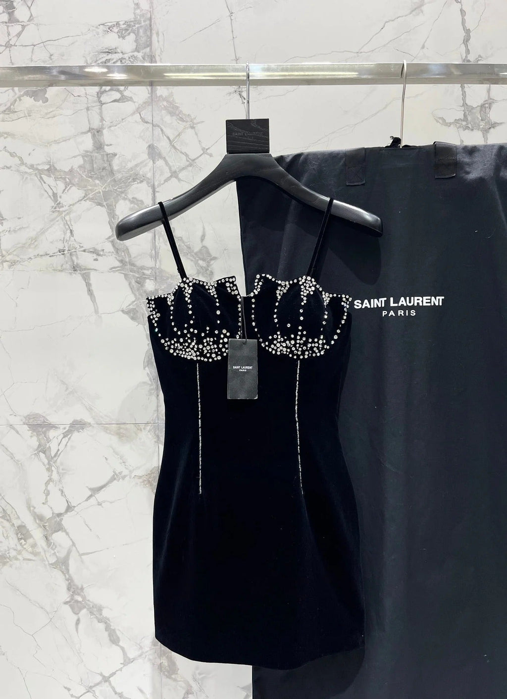 YSL 25S VELVET RHINESTONE DRESS STYLE 179