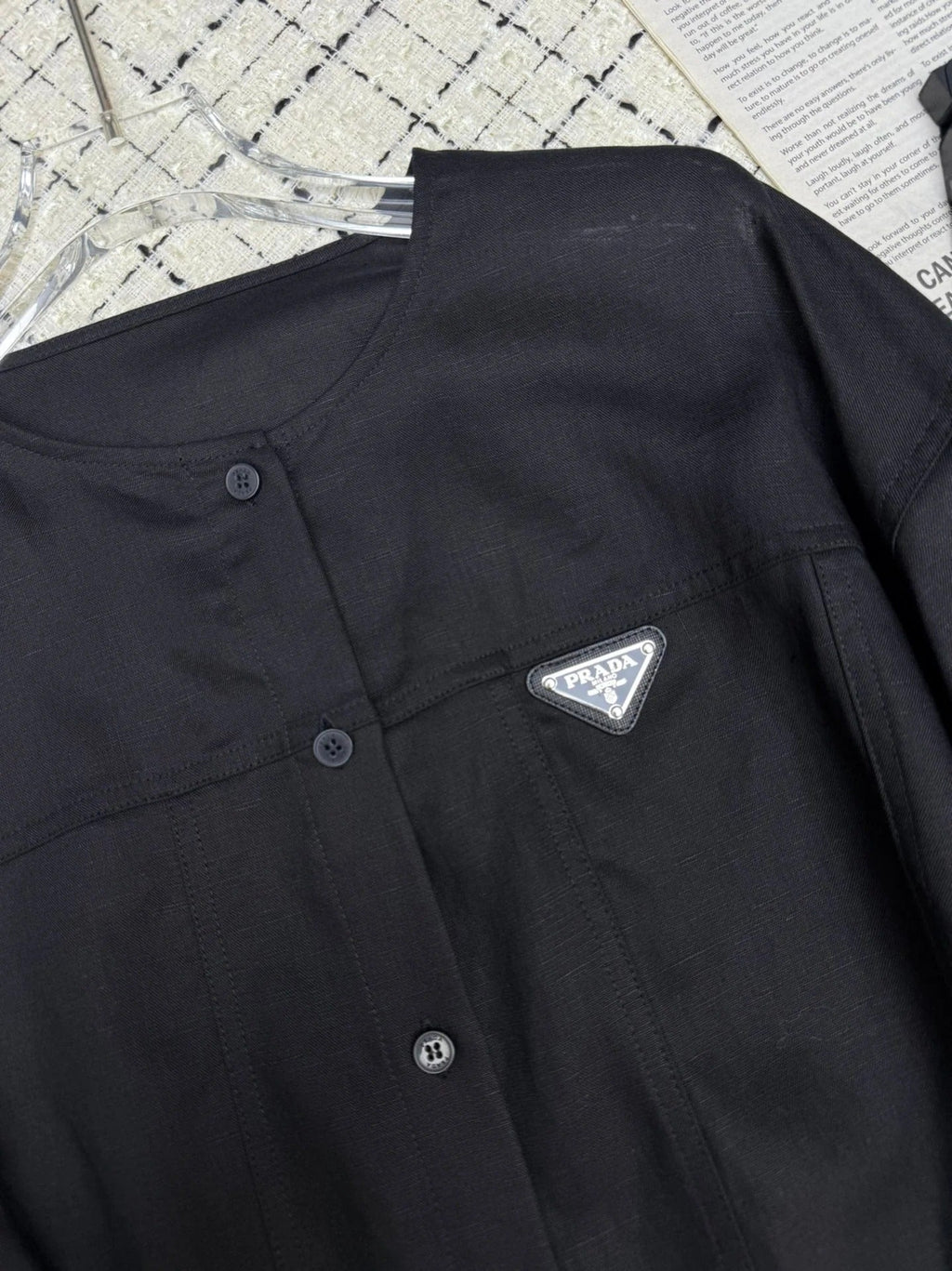 PRADA 25S LIGHTWEIGHT ROUND-NECK LINEN JACKET 368