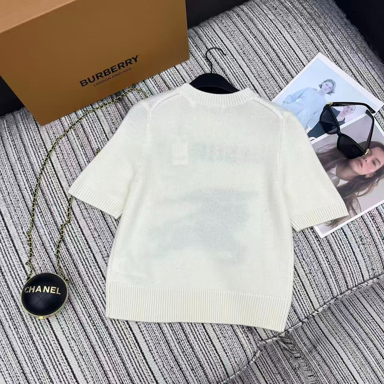 BURBERRY 25S SHORT-SLEEVED KNIT SWEATER 216