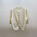 CHANEL 25S SHORT-SLEEVE ROUND-NECK KNIT CARDIGAN 317