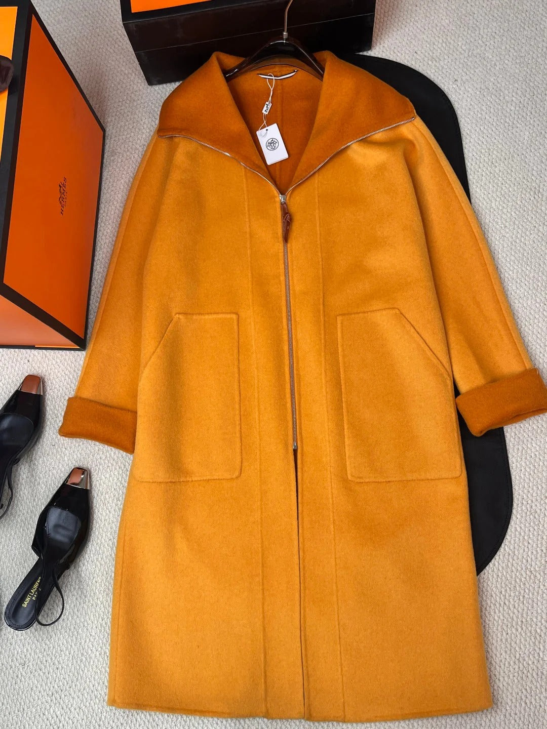HERMES 25S REVERSIBLE LONG CASHMERE COAT 244