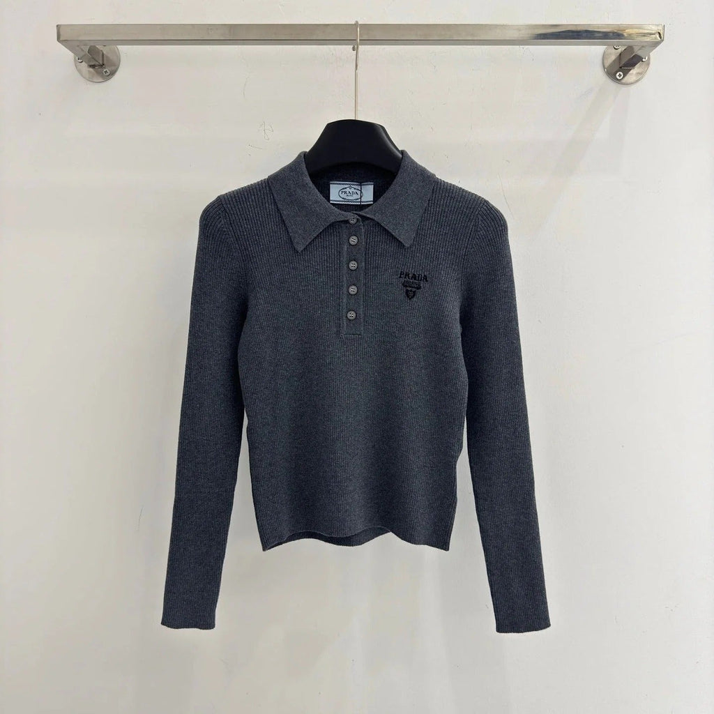 PRADA 25S LONG-SLEEVE KNITTED POLO SHIRT 295