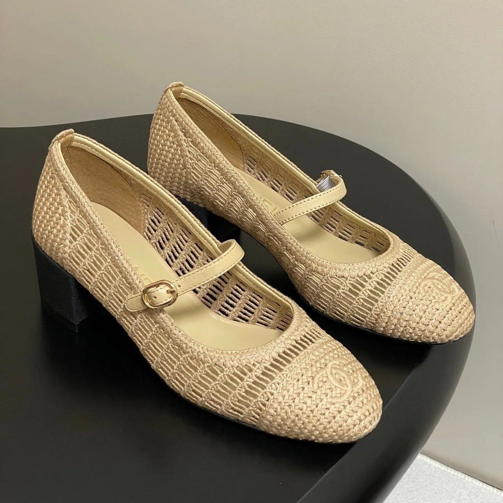 HIGH BALLET MARY JANE 50MM IN NATURAL BEIGE RAFFIA