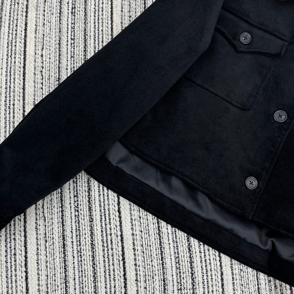 PRADA 25S VELVET-COLLAR SHIRT JACKET 337