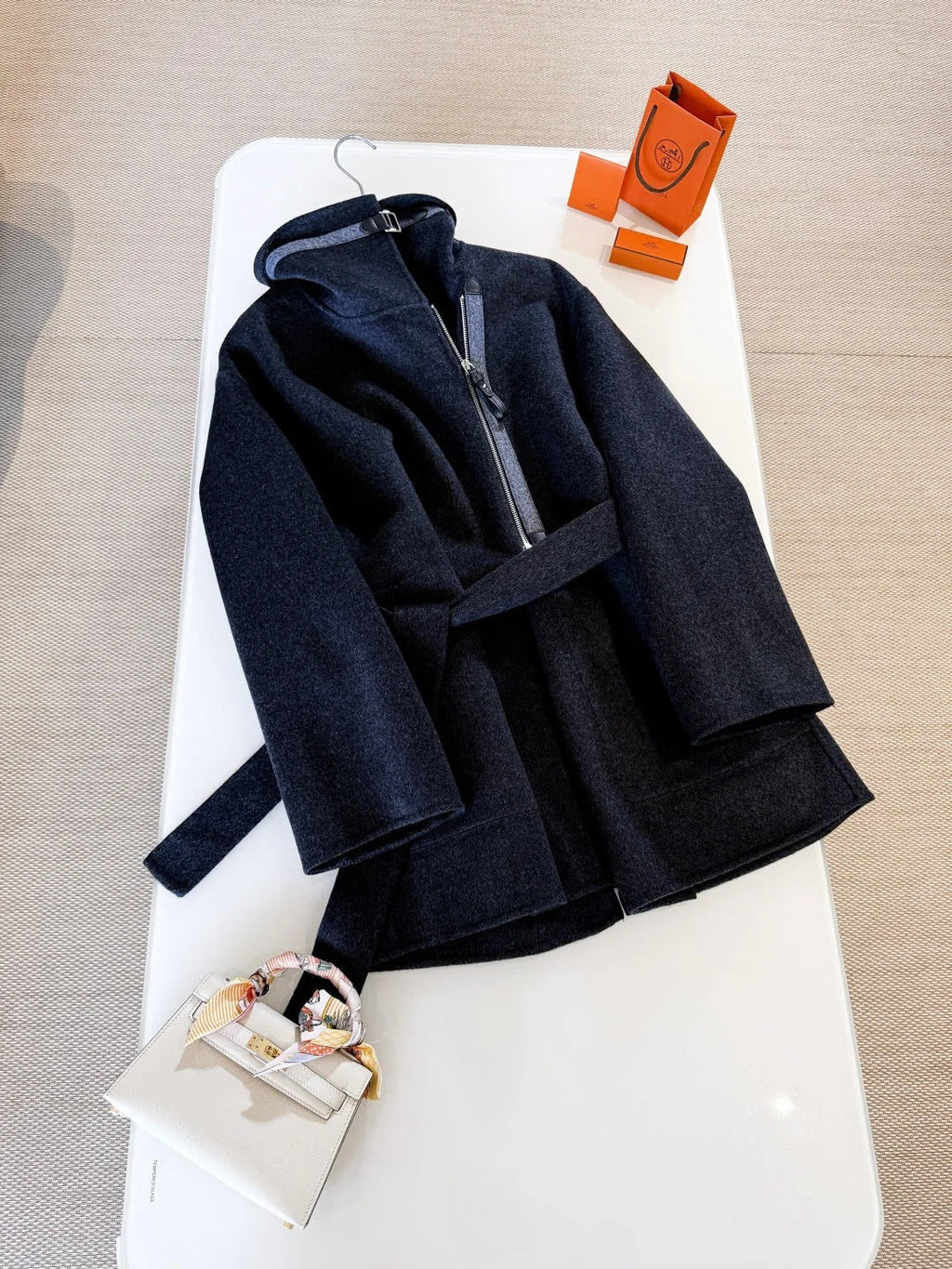 HERMES 25S MID-LENGTH KNIT COAT 266