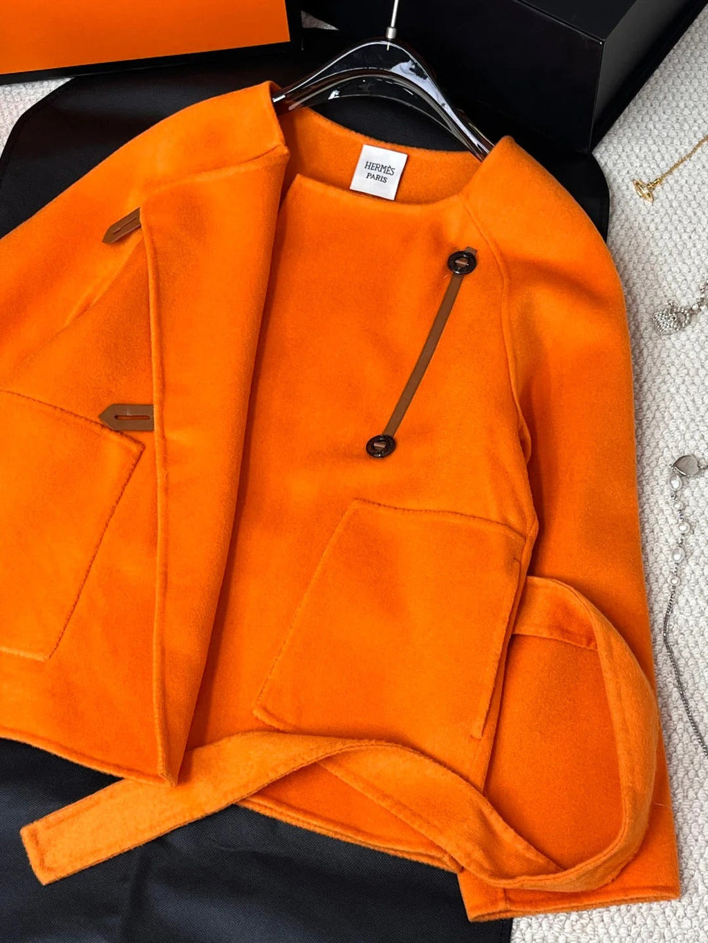 HERMES 25S SHORT CASHMERE COAT 241