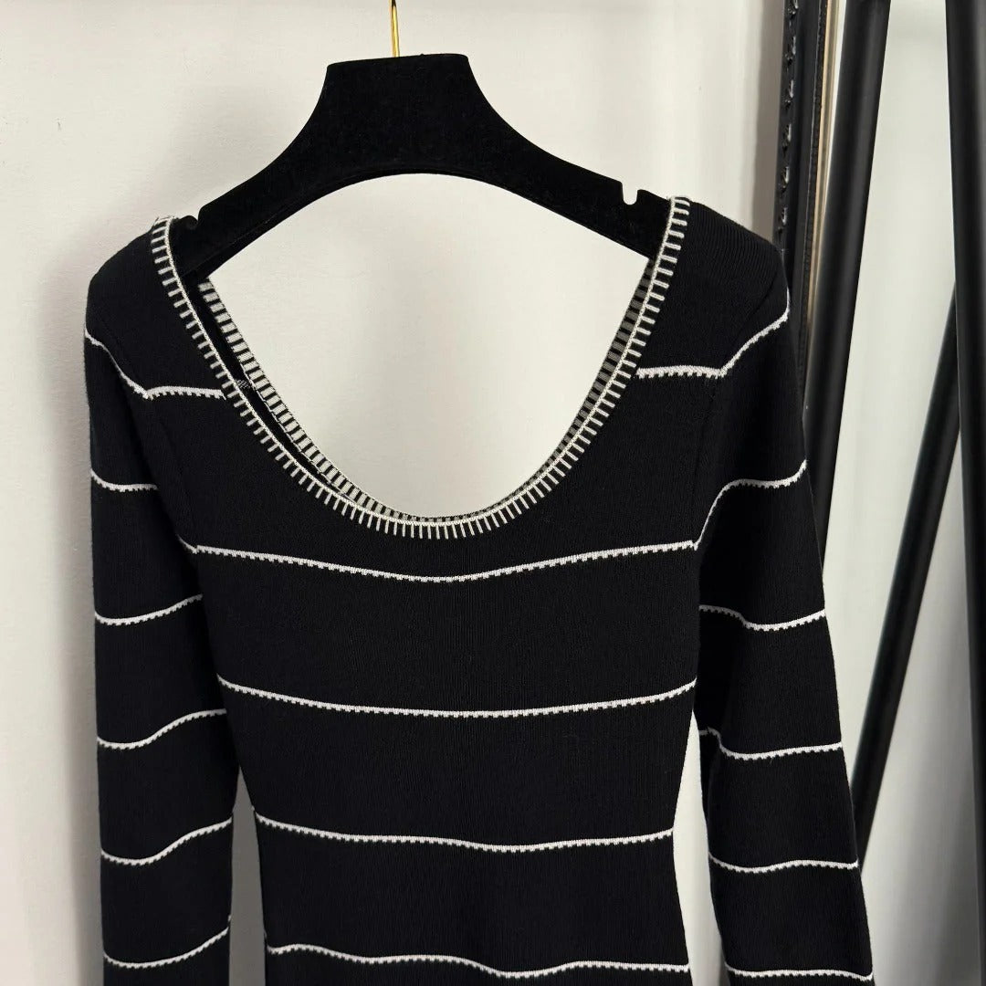 CHANEL 25S STRIPED KNIT SWEATER DRESS 335