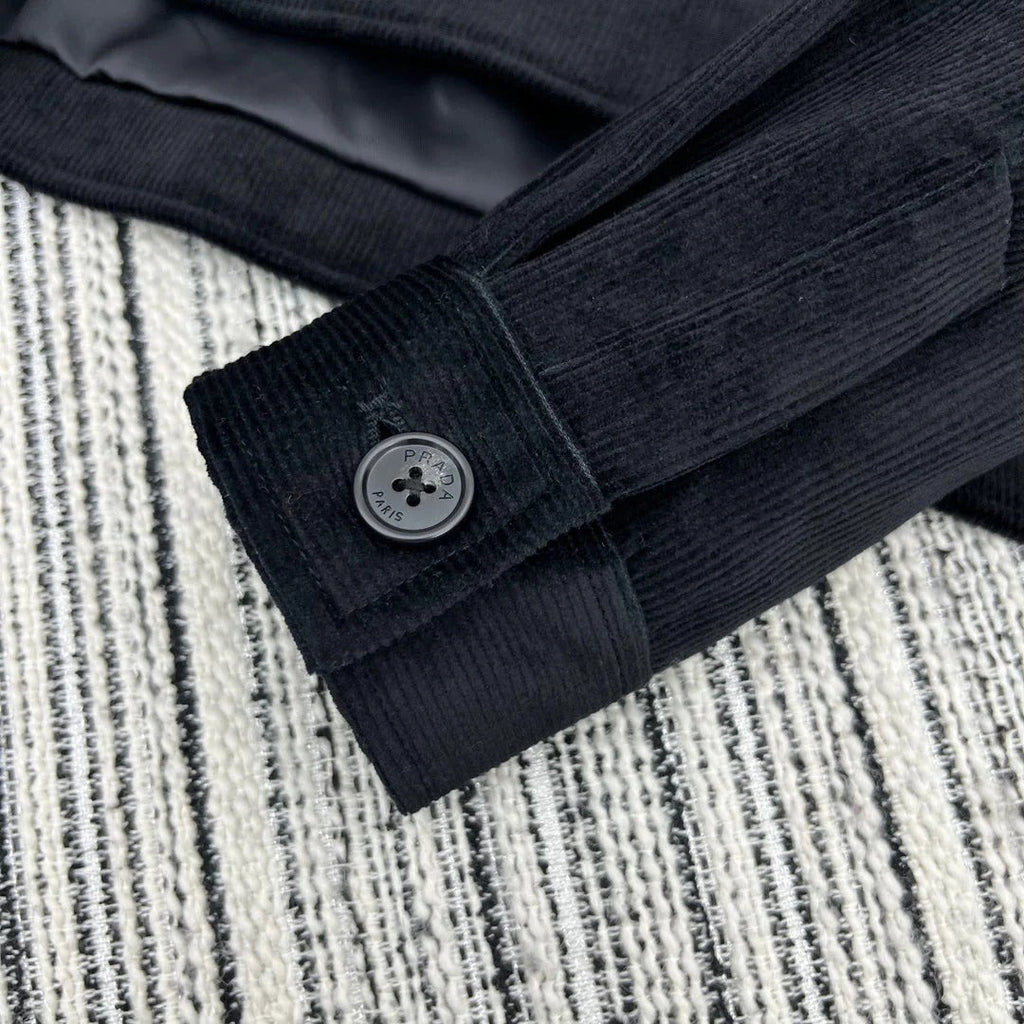 PRADA 25S VELVET-COLLAR SHIRT JACKET 337