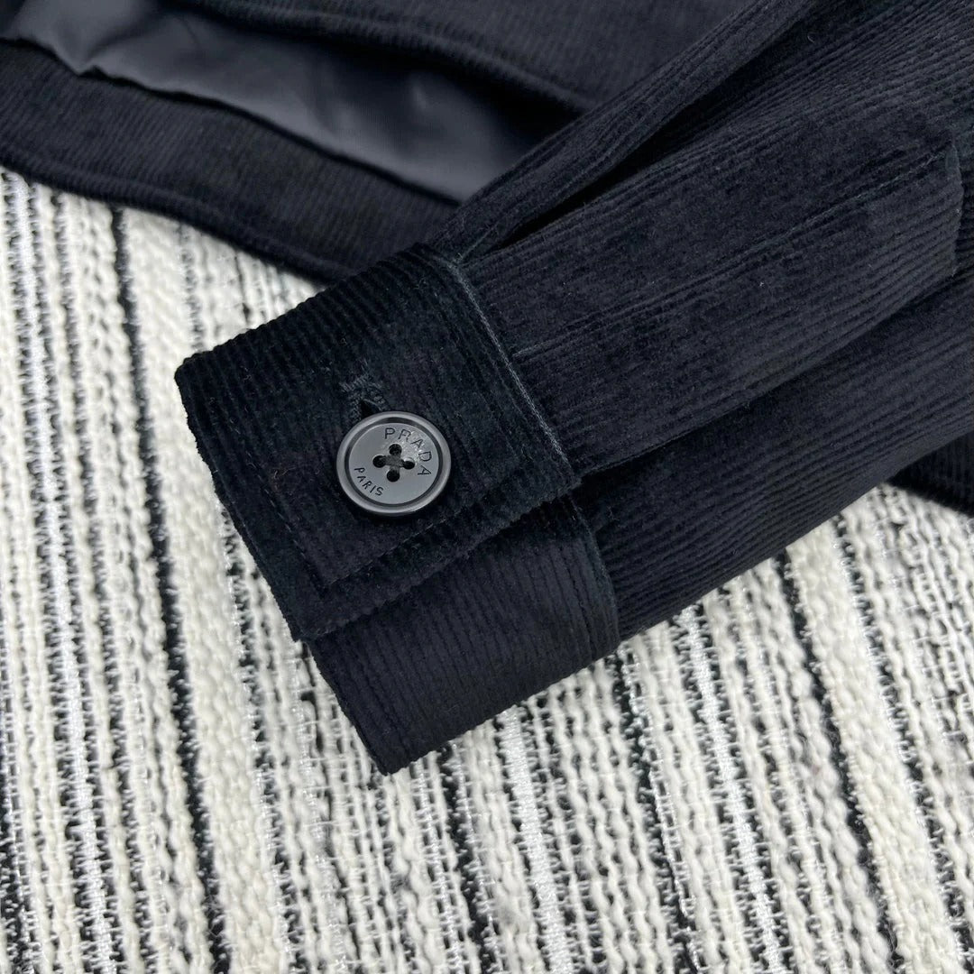 PRADA 25S VELVET-COLLAR SHIRT JACKET 337