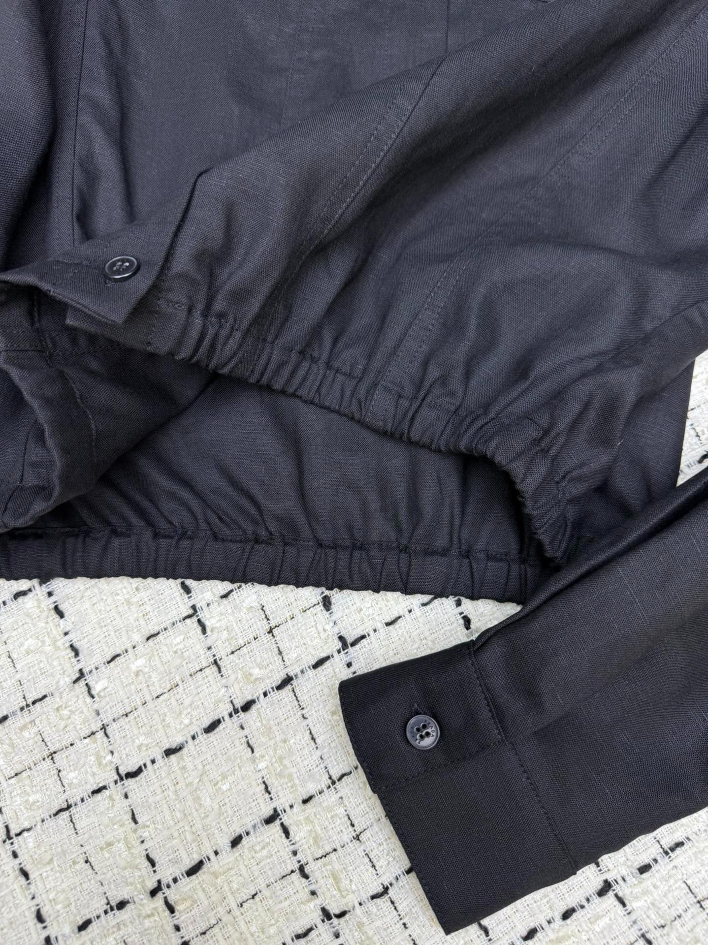 PRADA 25S LIGHTWEIGHT ROUND-NECK LINEN JACKET 368