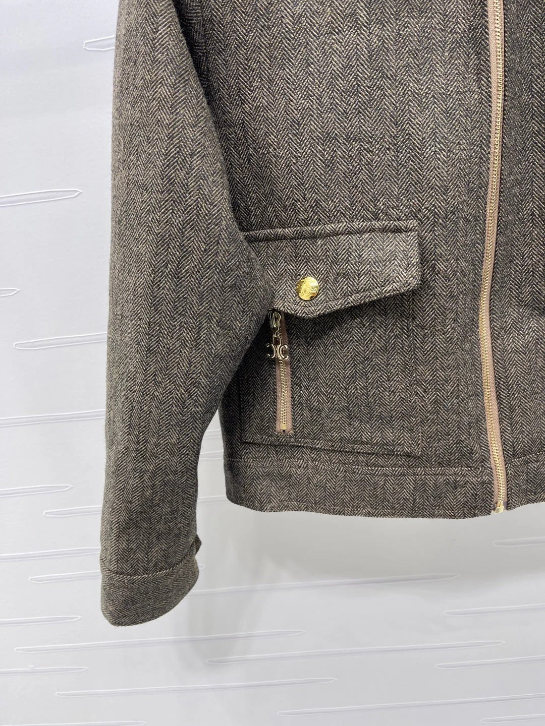 CELINE 25S PU LEATHER JACKET WITH LAPEL TRIM 0032